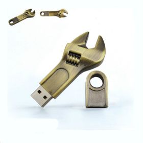 Metal Wrench U Disk Enterprise Business Conference Gift Double-headed Plum Blossom Activity (size: Bronze-4GB)