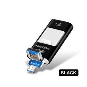 Universal Three-in-one USB Drive For Mobile Phone And Computer (size: Black-128GB)