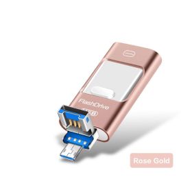 Universal Three-in-one USB Drive For Mobile Phone And Computer (size: Rose gold-8GB)