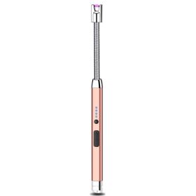 Lighter Electric Lighter Rechargeable Arc USB Candle Lighters With LED Battery Display; Flexible Neck Windproof Flameless Plasma Long Lighters For Can (Color: Golden)