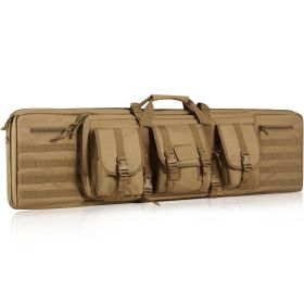 VEVOR Tactical Range Bag, 42 inch Tactical Double Firearm Bag, Soft Outdoor Tactical Case with Lockable Zipper, Portable Handle & Shoulder Strap (Color: brown, size: 42 Inch)