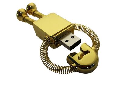 Metal Robot U Disk Spring Robot U Disk Zinc Alloy U Disk (size: 512MB-Gold)